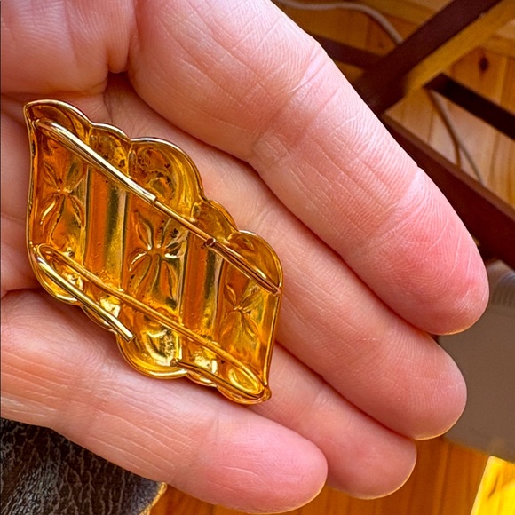 Estate Lot Scarf Clips Mother of Pearl, Pink Stone & Rhinestones, Gold Sunburst - Picture 8 of 9